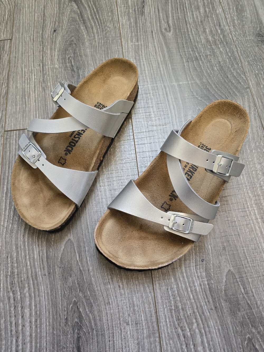 Birkenstock Salina Silver Leather Sandals